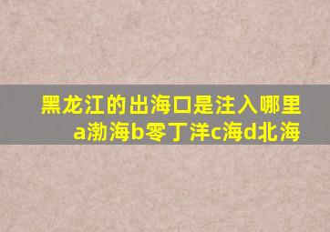 黑龙江的出海口是注入哪里a渤海b零丁洋c海d北海